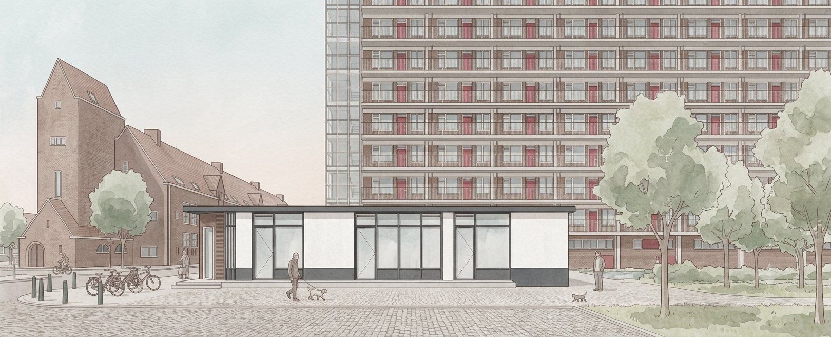 Architectonische gevelstudie van de uitbreiding aan de Katendrechtse Lagedijk in relatie tot de bestaande straat