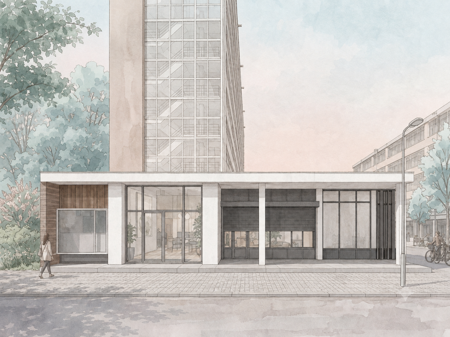 Nieuwe gevelcompositie voor de kantoorunits aan de Katendrechtse Lagedijk
