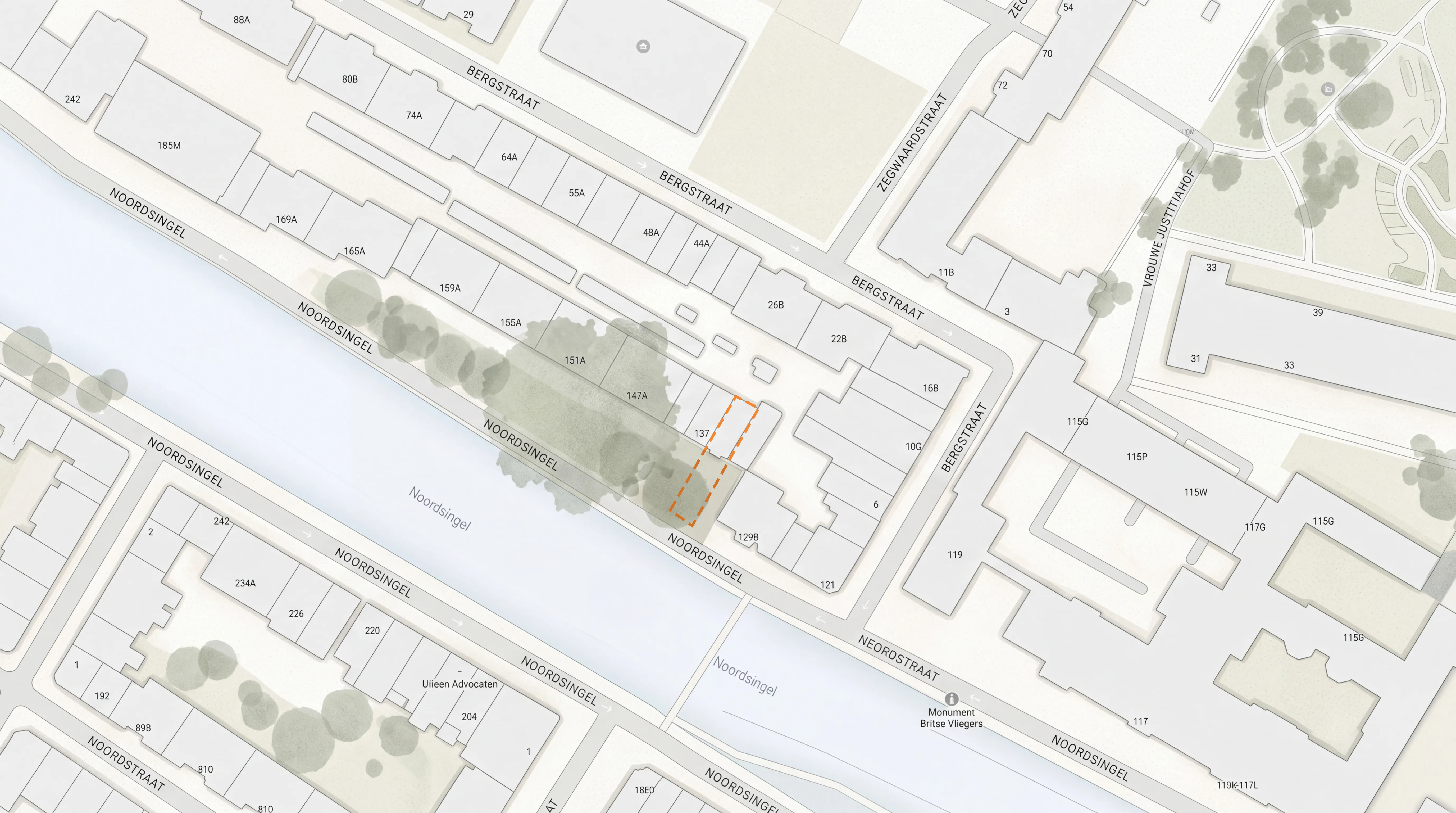 Noordsingel 135 — situatieplattegrond Rotterdam-Noord