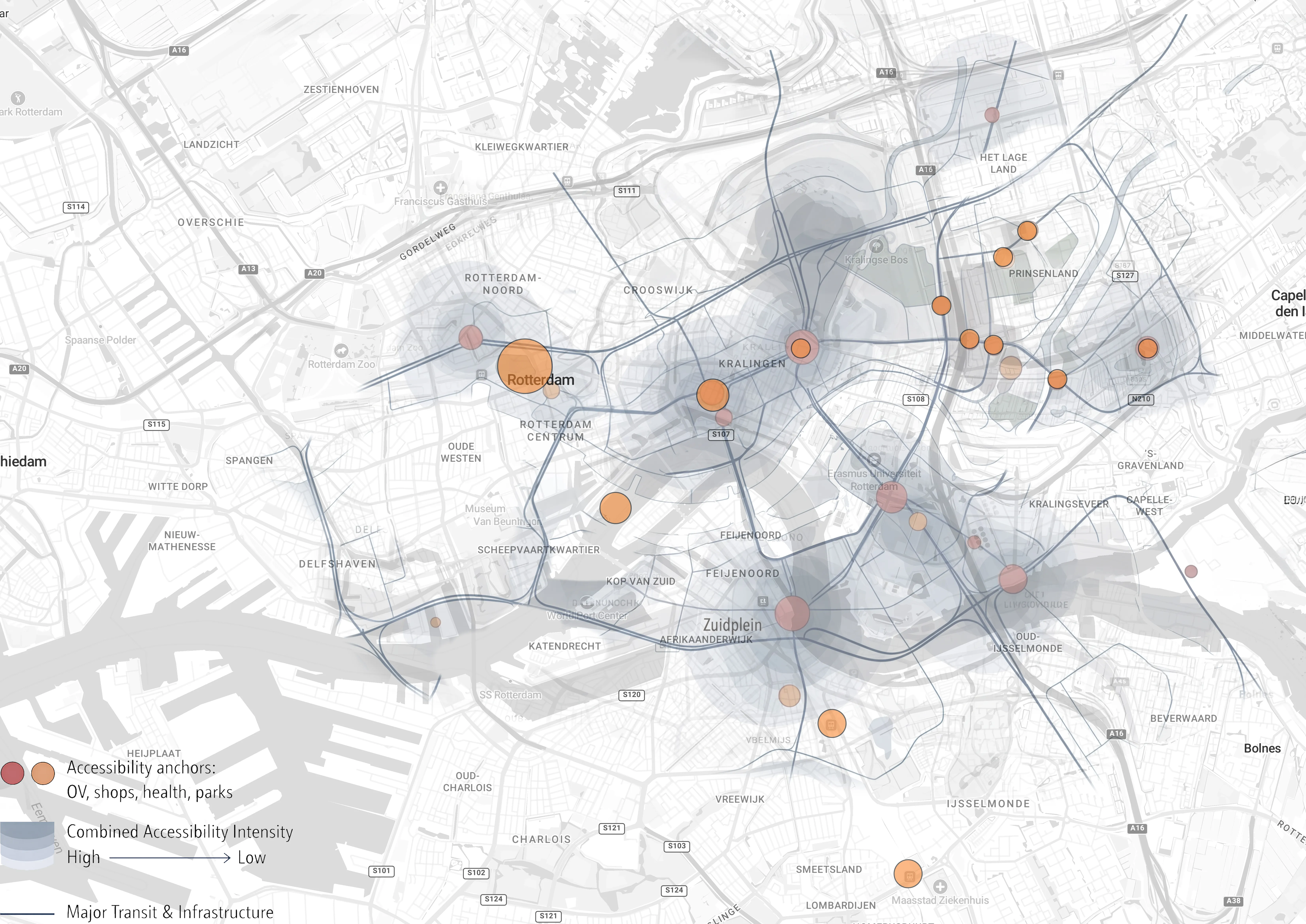 Toegankelijkheidsanalyse Rotterdam — OV, winkels, zorg en parken