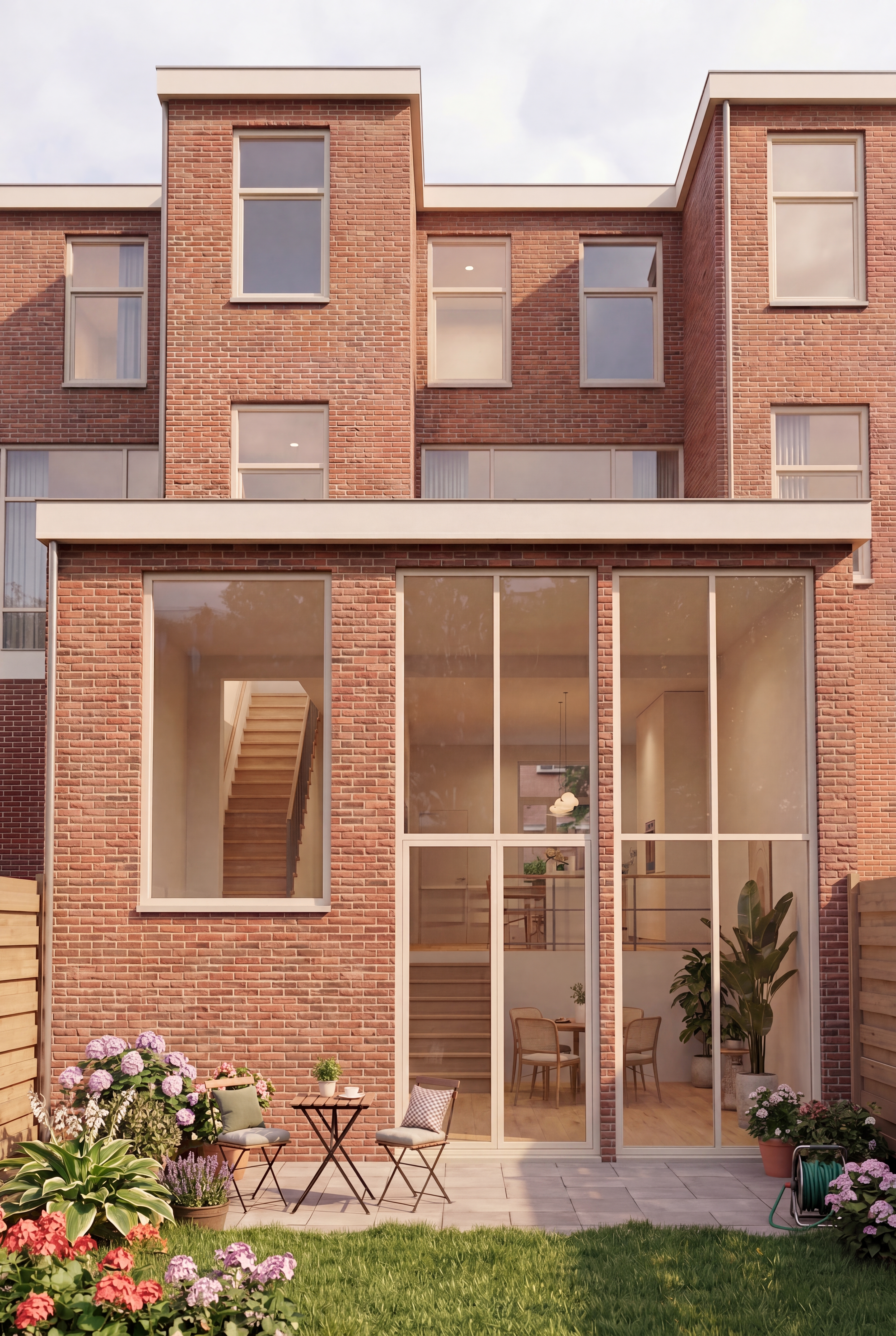 Vrijstaande aanbouw met plat dak in een Rotterdamse achtertuin, voorbeeld van vergunningsvrij bouwen